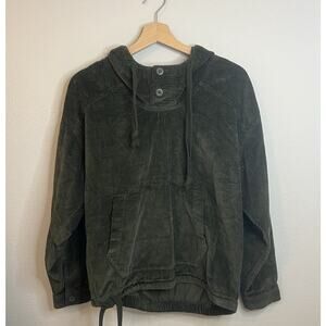 American Eagle Corduroy Hoodie Small Shacket Pullover Olive Green Y2K‎ Oversized